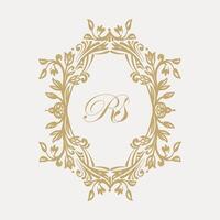 Wedding monogram design with RS inital. Monogram crest with intricate motif designs vector