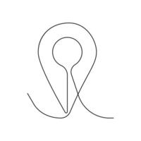One-line location pointers drawing and continuous single-outlines location, pin navigation pointers vector art illustration.