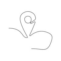 One-line location pointers drawing and continuous single-outlines location, pin navigation pointers vector art illustration.