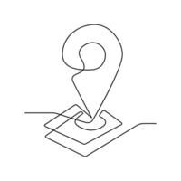 One-line location pointers drawing and continuous single-outlines location, pin navigation pointers vector art illustration.