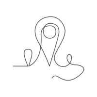 One-line location pointers drawing and continuous single-outlines location, pin navigation pointers vector art illustration.