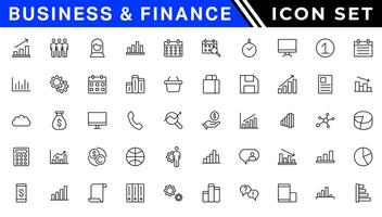 Business and Finance web icons in line style. Money, bank, contact, infographic. Icon collection. Vector illustration