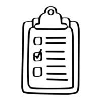 A clipboard with a checklist and a checkmark next to the top item.outline Vector