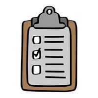 A clipboard with a checklist and a checkmark next to the top item. vector