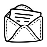 A envelope with a white piece of paper sticking out.outline Vector