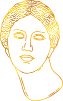 Greek Goddess Athrodite in doodle style with gold foil effect. png