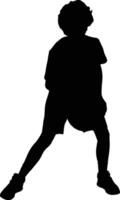 silhouettes of basketball athelete, black color isolated on white background vector