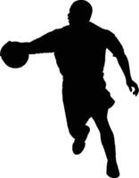 silhouettes of basketball athelete, black color isolated on white background vector