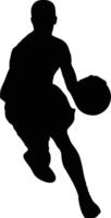 silhouettes of basketball athelete, black color isolated on white background vector