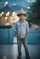 AI generated Boy in a hat wearing jeans photo