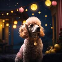 AI generated, Dreamy Poodle in Moonlight photo