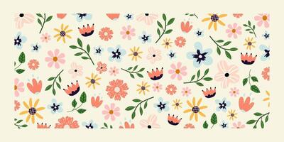 Hand drawn spring set. Vector flowers. Summer and spring blooming flowers isolated on white background. Banner for seasonal holidays, easter. Poster,background.