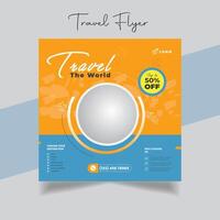 Tragvel the world Travel and tourism  post design vector