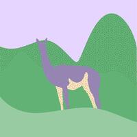 Image of the silhouette of a guanaco in the mountains vector