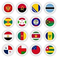 Large set of 3D flag buttons vector