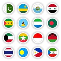 Country flags in round button vector