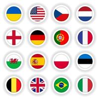 Set of flags round 3D buttons vector