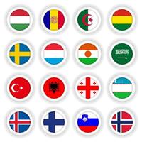 Set of country flags round buttons vector