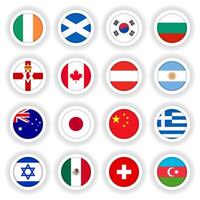 Set of national flags round buttons vector