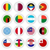 Set of round flag buttons vector