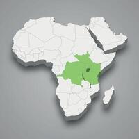 este africano comunidad ubicación dentro África 3d isométrica mapa vector