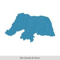 map of Rio Grande do Norte is a state of Brazil with mesoregions vector