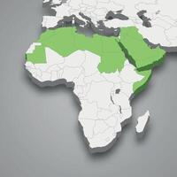 Arab League location within Africa 3d isometric map vector