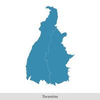 mapa de tocantins es un estado de Brasil con mesorregiones vector