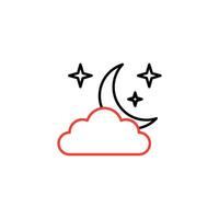 moon,star and cloud vector icon.cressentmoon sky night icon in trendy style isolated on white background. Website pictogram. Internet symbol for your web site design, logo, app, UI.