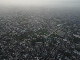 Top view. Areal view of city Lahore on 2023-07-17 photo