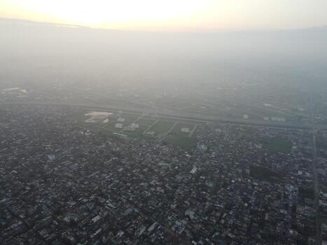 Drone view of capital city in Pakistan photo
