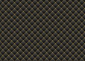 Seamless pattern of rhombuses with golden knobs and border. 3D dark upoholstery leather texture luxury background. vector