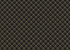 Seamless pattern of rhombuses with golden knobs and border. 3D dark upoholstery leather texture luxury background. vector