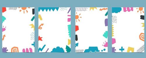 shape paper cut out background with colorful.illustration vector for a4 vertical kid design