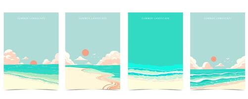 beach background with sea,sand,sky.illustration vector for a4 page design