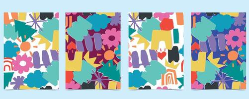 shape paper cut out background with colorful.illustration vector for a4 vertical kid design