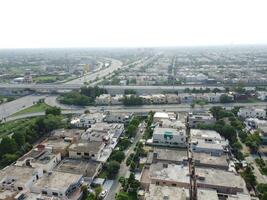 Drone view of capital city in Pakistan photo