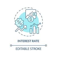 Interest rate soft blue concept icon. Amount of interest due per period. Amount lent, deposited. Round shape line illustration. Abstract idea. Graphic design. Easy to use in marketing vector