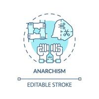 Anarchism political movement soft blue concept icon. Decentralization policy. Classless autonomy. Individual freedom. Round shape line illustration. Abstract idea. Graphic design. Easy to use vector