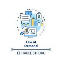 Law of demand multi color concept icon. Relationship between price and quantity demanded. Microeconomic. Round shape line illustration. Abstract idea. Graphic design. Easy to use in brochure marketing vector