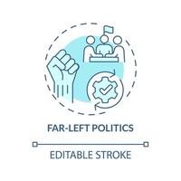 Far-left politics soft blue concept icon. Progressive social, political reform. Human rights equality. Social justice. Round shape line illustration. Abstract idea. Graphic design. Easy to use vector