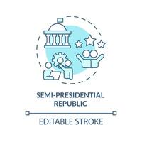 Semi-presidential republic soft blue concept icon. Presidential, parliamentary structure. Federal government politics. Round shape line illustration. Abstract idea. Graphic design. Easy to use vector