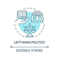 Left-wing politics soft blue concept icon. Progressive reforms. Individual freedom rights, equality. Economic prosperity. Round shape line illustration. Abstract idea. Graphic design. Easy to use vector