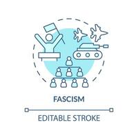 Faschism ideology soft blue concept icon. Militaristic politic, dictatorship regime. Discrimination policy, autocracy. Round shape line illustration. Abstract idea. Graphic design. Easy to use vector