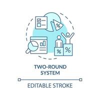 Two-round system soft blue concept icon. Presidential voting election system. Electoral ballot box. Legislative branch. Round shape line illustration. Abstract idea. Graphic design. Easy to use vector