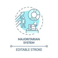 Majoritarian system soft blue concept icon. Politician majority, voting electoral system. Election candidate selection. Round shape line illustration. Abstract idea. Graphic design. Easy to use vector