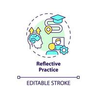 Reflective practice multi color concept icon. Expert self-monitor effectiveness of working. Personal growth. Round shape line illustration. Abstract idea. Graphic design. Easy to use in presentation vector