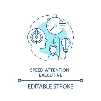 velocidad-atencion-ejecutivo suave azul concepto icono. hiperactivo comportamiento. redondo forma línea ilustración. resumen idea. gráfico diseño. fácil a utilizar en infografía, presentación, folleto, folleto vector