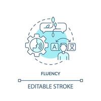 Fluency, language proficiency soft blue concept icon. Linguistic skills. Round shape line illustration. Abstract idea. Graphic design. Easy to use in infographic, presentation, brochure, booklet vector