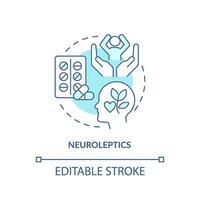 Neuroleptics medication soft blue concept icon. Antipsychotic medicine. Round shape line illustration. Abstract idea. Graphic design. Easy to use in infographic, presentation, brochure, booklet vector